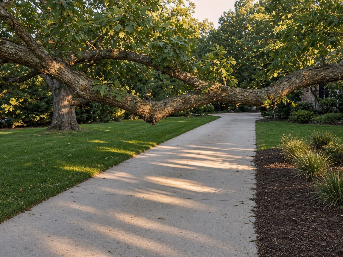 Pruned oak limb clear above a driveway — Tree Trimming in Fountain Inn